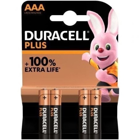 Pack de 4 Pilas AAA Duracell Plus MN2400- 1.5V- Alcalinas