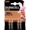 Pack de 4 Pilas AAA Duracell Plus MN2400- 1.5V- Alcalinas