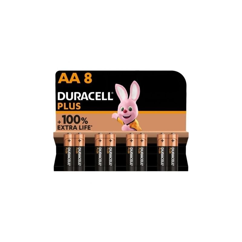 Pack de 8 Pilas AA Duracell Plus Extra Life LR6-MN1500AA8- 1.5V- Alcalinas