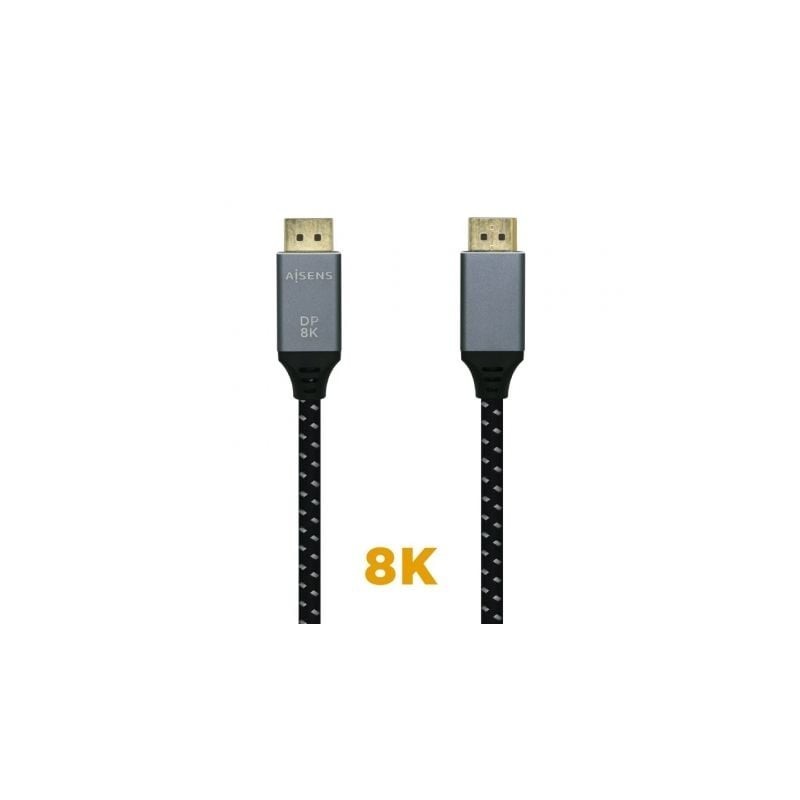 Cable DisplayPort 1.4 8K Aisens A149-0436- DisplayPort Macho - DisplayPort Macho- 1.5m- Negro Gris