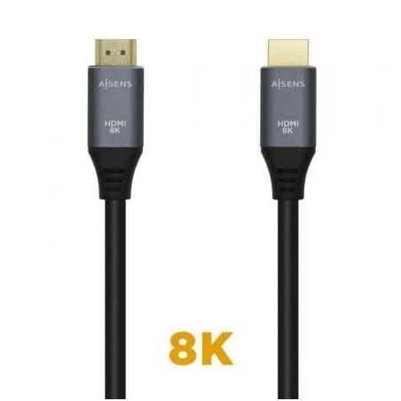Cable HDMI 2.1 8K Aisens A150-0429- HDMI Macho - HDMI Macho- 3m- Gris Negro