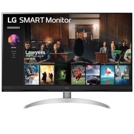 Smart Monitor LG 32SQ700S-W 31.5'- 4K- Smart TV- Multimedia- Regulable en altura- Plata y Blanco