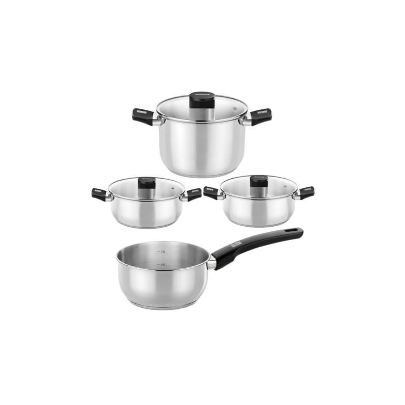 Pack Batería de Cocina Elite Monix M240001- Cazo Ø14cm- Ollas Ø24cm- Cacerolas Ø20 - 24cm- Acero Inoxidable- Apta para Inducc