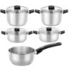 Pack Batería de Cocina Elite Monix M240002- Cazo Ø14cm- Ollas Ø20 - 24cm- Cacerolas Ø20 - 24cm- Acero Inoxidable- Apta para I