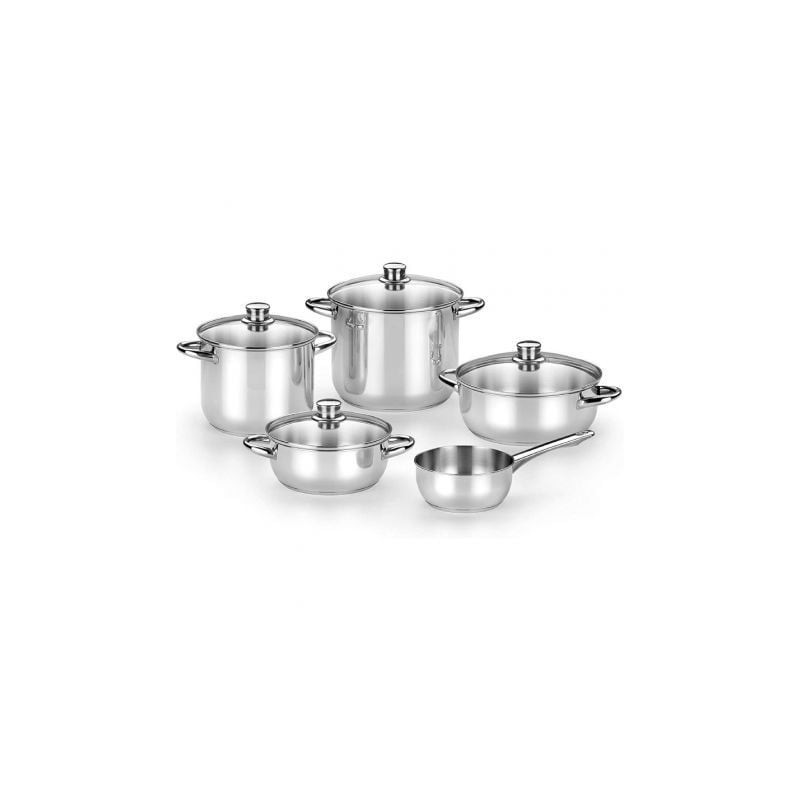 Pack Batería de Cocina Monix Optima2 MA50001- Cazo Ø16cm- Ollas Ø20 - 24cm- Cacerolas Ø20 - 24cm- Acero Inoxidable- Apta para