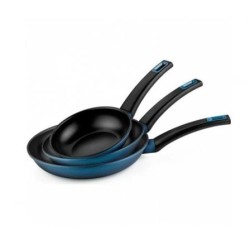 PACK 3 SARTENES MONIX PRAKTICA SAPPHIRE - Ø18-Ø22-Ø26 - FORMA REDONDA - ACERO ESMALTADO DE 1.5MM - ANTIADHERENTE - MANGO ERGO