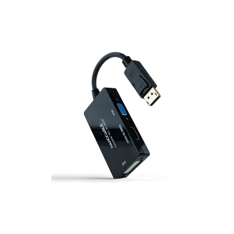 Cable DisplayPort Nanocable 10.16.3301-ALL- HDMI Hembra - DVI-D Hembra - VGA Hembra- 20cm- Negro