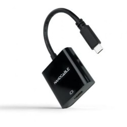 Conversor Nanocable 10.16.4102-BK- USB Tipo-C Macho - HDMI Hembra- 15cm- Negro