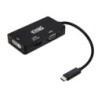 Conversor Nanocable 10.16.4301-BK- USB Tipo-C Macho - VGA Hembra- DVI Hembra- HDMI Hembra- 10cm- Negro