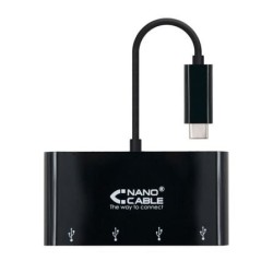Hub USB Tipo-C Nanocable 10.16.4401-BK - 4xUSB