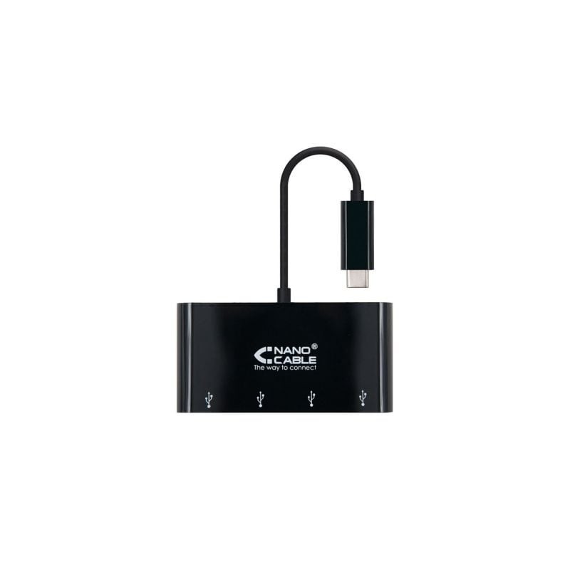 Hub USB Tipo-C Nanocable 10.16.4401-BK - 4xUSB