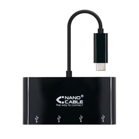 Hub USB Tipo-C Nanocable 10.16.4401-BK - 4xUSB
