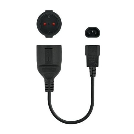 Adaptador Alimentación Nanocable 10.22.0901- C14 Macho - CEE7 Hembra- 25cm- Negro